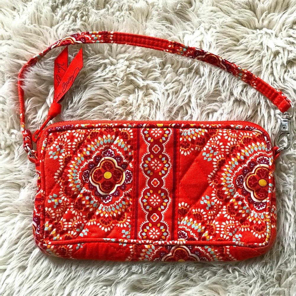 Vera Bradley Retired Orange Paprika Floral Paisley Print Wristlet